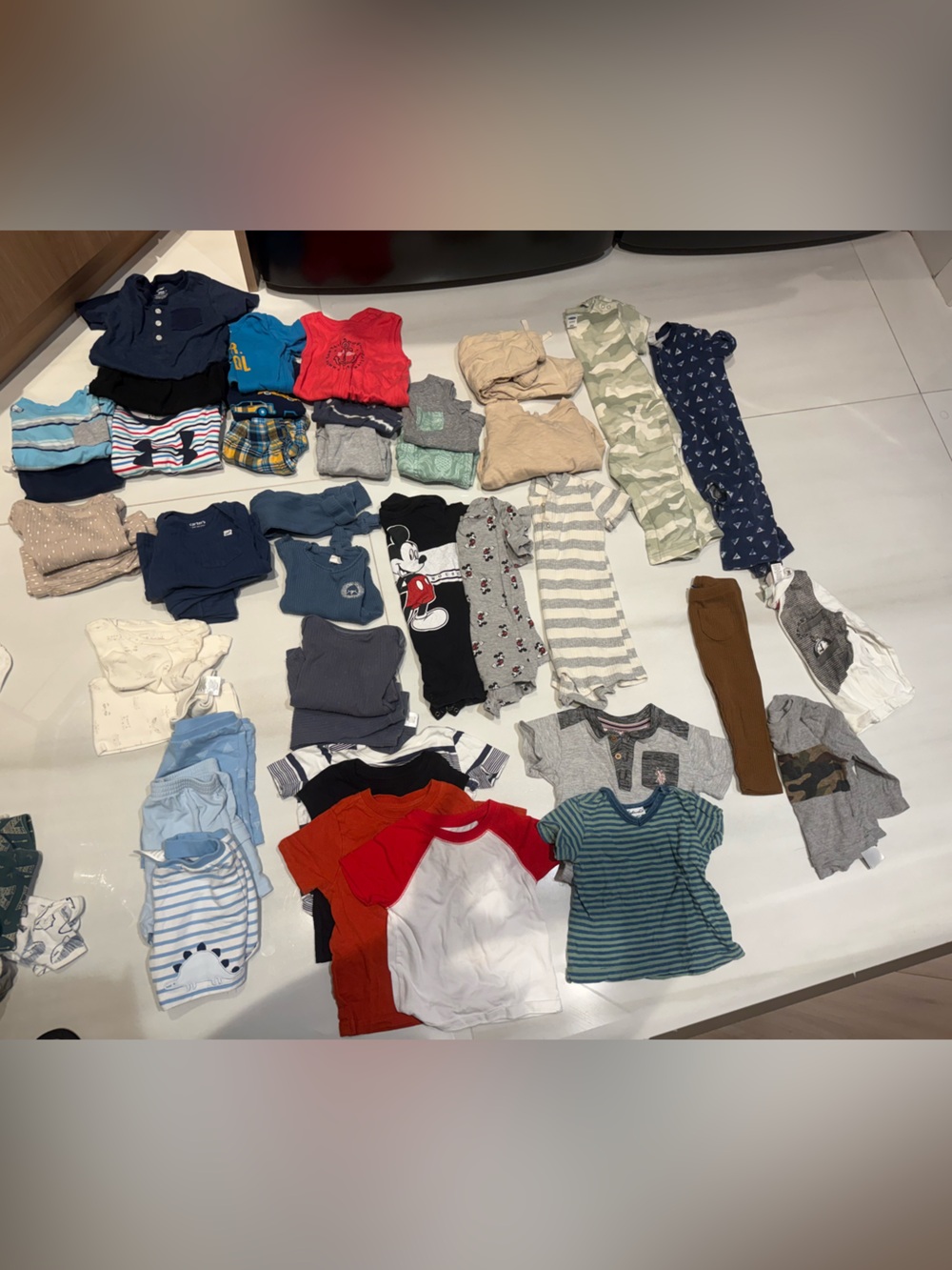 Carter's Mixed Boys Bottoms and Tops Lot - Blue, Red, Gray, Green, Brown, White